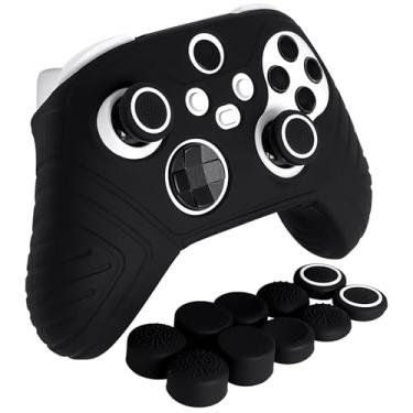 Imagem de HLRAO Black Anti-Slip Protective Silicone Cover Skin Grips Compatible with Xbox Series S/X Controller,8 PCS Black Thumb Grips Caps and 2 Grips Caps.