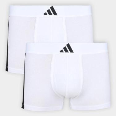 Imagem de Kit Cueca Boxer Adidas Baixa Com 2 Peças, Branco, GG