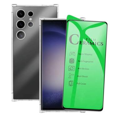 Imagem de Kit de Proteção Compatível Samsung Galaxy S23 Ultra Capa Anti-Impacto Transparente + Película de Cerâmica 9D