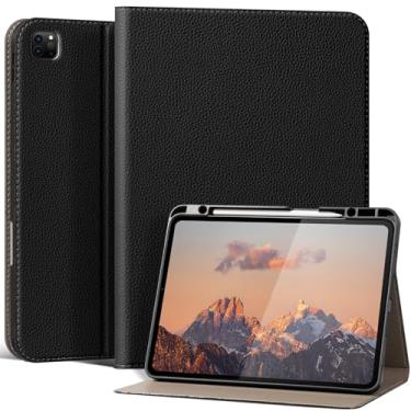 Imagem de XFYKJIN Capa para iPad Pro 12,9 6ª/5ª/4ª/3ª geração 2022/2021/2020/2018, capa fólio de couro premium com suporte para Apple Pencil integrado - despertar/hibernar automático e vários ângulos de