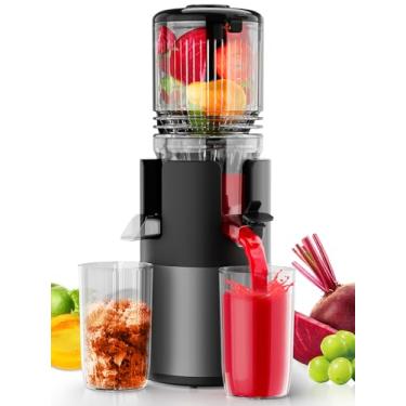 Imagem de Máquinas de espremedor a frio, alta retenção de nutrientes, 99% de rendimento de suco, calha de alimentação de 13,5 cm de largura para frutas e vegetais inteiros, espremedor silencioso de mastigação