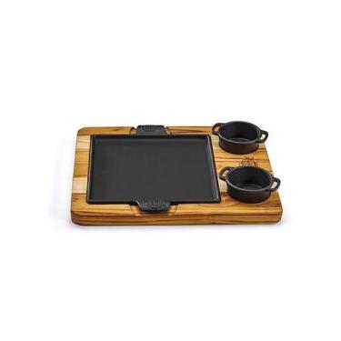 Imagem de Chapa ferro quad. c/suporte madeir - PANELA MINEIRA