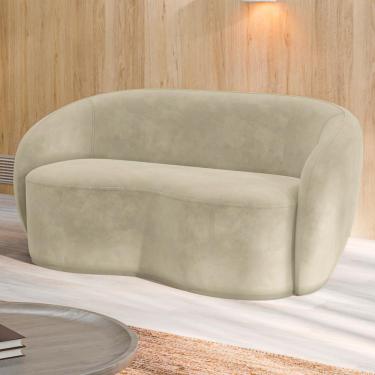 Imagem de Sofá Living Decorativo 180cm 2 Lugares Íbis Encosto Fixo Veludo Bege G33 - Gran Belo