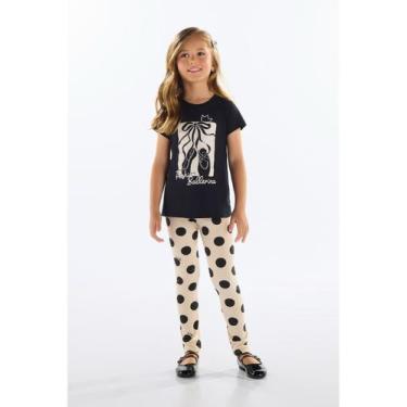 Imagem de Conjunto Blusa e Legging de Bolinhas Quimby, Preto, 10