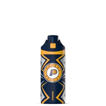 Imagem de Hydrapeak Garrafa de água isolada oficialmente licenciada pela NBA Indiana Pacers Oasis de 590 ml, garrafas de água de aço inoxidável com tampa, botão de pressão