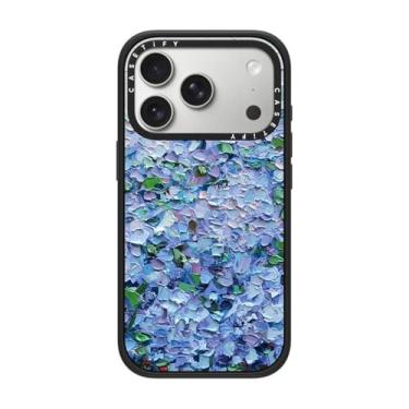 Imagem de CASETiFY Capa Impact para iPhone 17 Pro [fina/compatível com Magsafe/2,5 m. Proteção contra quedas de grau militar 4X] - Nantucket Blue Hydrangeas - Preto fosco