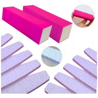 Imagem de Kit super Profissional manicure 10 lixas 100 180 2 Bloco - ZEM