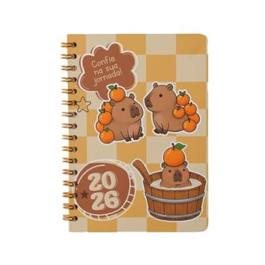Imagem de AGENDA 2026 DIÁRIA CAPA DURA ESPIRAL 168 FOLHAS CAPIVARA/ASTROSURF/PANDA/DOG/CAT/LOVE/MINIMAL (Capiara Laranja)