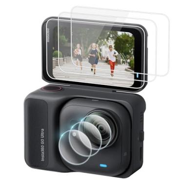 Imagem de Rieibi (Pacote com 3 + 3 protetores de tela + lente TPU Flim para câmera Insta 360 GO Ultra, película de vidro temperado de dureza 9H de 0,25 mm para Insta360 Go Ultra