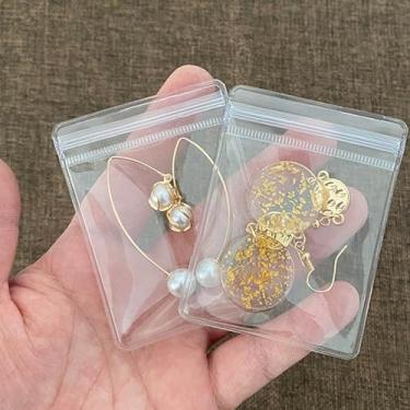 Imagem de 100 peças bolsa de joias transparente autovedante sacos de plástico com zíper para brincos, anéis, armazenamento de embalagem, bolsas transparentes de bloqueio de PVC (bolsas de brincos pequenos, 6 x