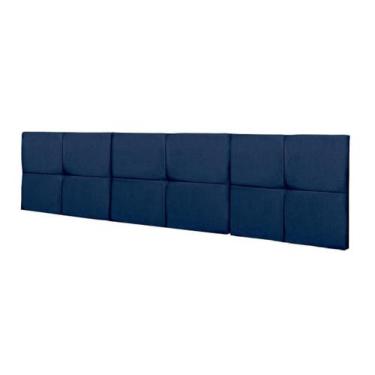 Imagem de Cabeceira Cama Casal King Size 1,95 MÉXICO Box Estofada - Azul Suede -