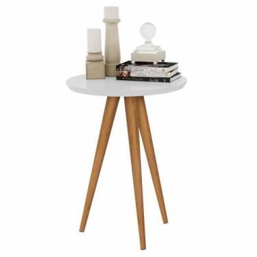 Imagem de Mesa Apoio Pés Madeira Retrô Decor Classic Redonda - Branco - AJMóveis