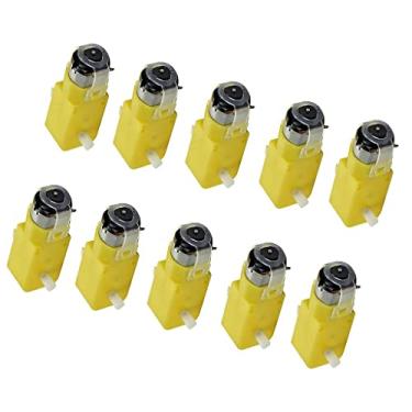 Imagem de Luzhengyang Pacote com 10 motores de engrenagem de carro amarelo DIY TT com eixo duplo, peça sobressalente de robótica 3V-12V para robôs de carro inteligentes, alta capacidade de carga, interferência,