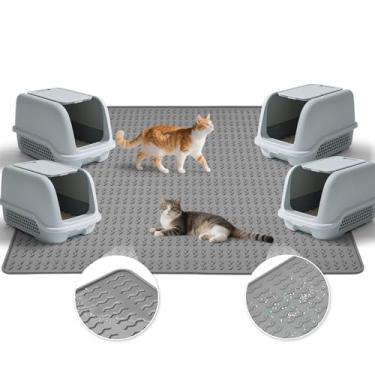 Imagem de Colewin Tapete de areia para gatos, 119 x 89 cm, tapetes de areia extragrandes de silicone, à prova d'água, tapete de caixa de areia interno, tapete de areia de gatos lavável jumbo tapete de armadilha