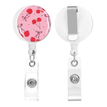 Imagem de Carretel de crachá, porta-crachá retrátil de enfermeira com clipe jacaré, crachá, crachá, clipe para escritório, estudante, médico, enfermeira (pacote com 2 laços rosa choque)