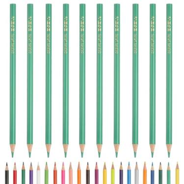 Imagem de PATIKIL Lápis de cor, lápis de desenho de cor verde com núcleos à base de óleo, materiais de scrapbook, para adultos, livros de colorir, artistas, iniciantes, desenho, esboços, 10 peças