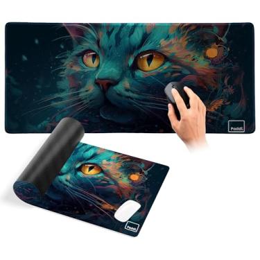 Imagem de Tapete de rato para jogos XXL, tapete de rato grande, tapete de escritório, base de borracha antiderrapante – Tamanho extra grande: 35,1 x 15,8 (gato)