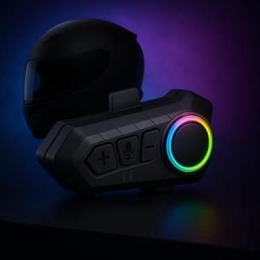 Imagem de Fone de Ouvido Bluetooth 5.3 para Capacete Motoqueiro – Headset Sem Fio com Microfone, RGB, Prova D’Água e Comunicação Clara em Alta Velocidade