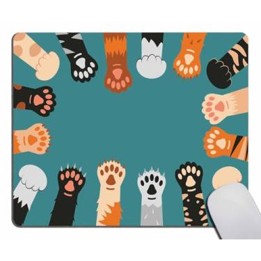 Imagem de Mouse Pad, mouse pad colorido patas de gato, tapete de mouse pad quadrado base de borracha antiderrapante mousepads para laptop de escritório, 24 x 20 x 0,3 cm