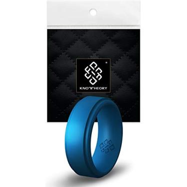Imagem de Anel de silicone masculino respirável Knot Theory azul metal para ele – Etapa tamanho 8 9 mm de borracha aliança de casamento – Academia Treino Crossfit levantamento de peso treino beisebol futebol esportes