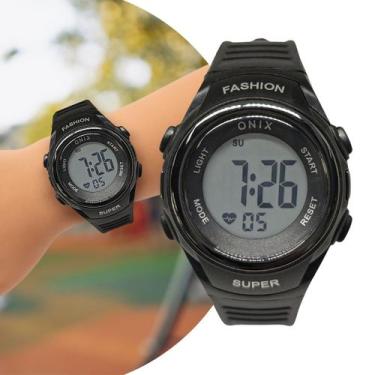 Imagem de Relógio Digital Infantil Masculino de Pulso Preto com Pulseira de Sili