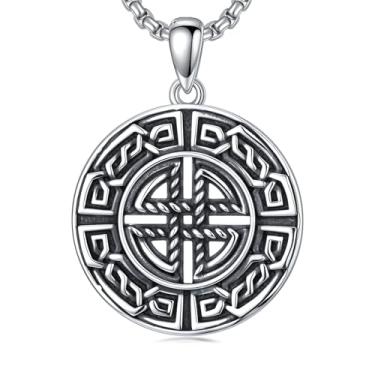 Imagem de Lattd Colar de nó celta, prata esterlina 925, pingente de nó dara, joia celta para homens e mulheres, com corrente de aço inoxidável 56 cm + 5 cm
