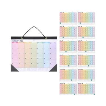 Imagem de Calendário De Parede Mensal Grande Formato 2026 Com Design Arco-Íris E