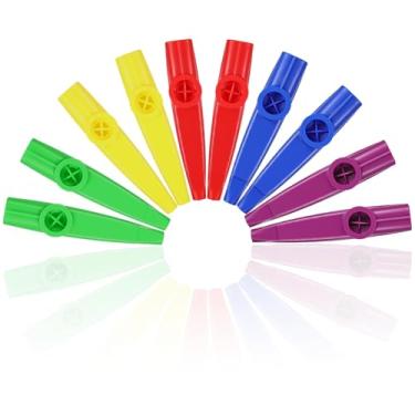 Imagem de Blulu 20 peças de instrumento musical Kazoos de plástico, bom companheiro para guitarra, ukulele, violino, teclado de piano, presente para presentes de Natal lembrancinhas de festa (4 cores)