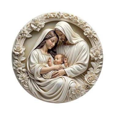 Imagem de Ornamento Clássico De Presépio Em Madeira, Sagrada Família, 787in 20cm