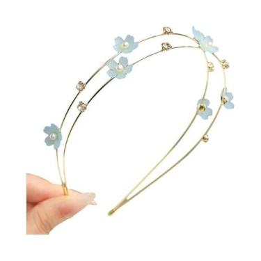 Imagem de Tiara De Metal Com Flor De Strass Elegante Em Camadas Duplas Acessório