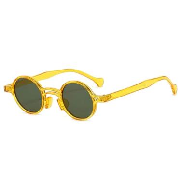 Imagem de Óculos de Sol Redondos Vintage Femininos com Lentes Transparentes Estilo Oceano (Amarelo e Verde Escuro)