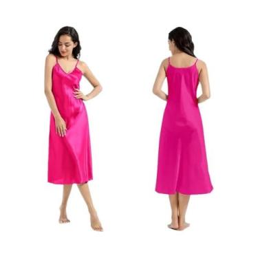 Imagem de Camisola feminina elegante e sexy com decote em V, saia de dormir eleg