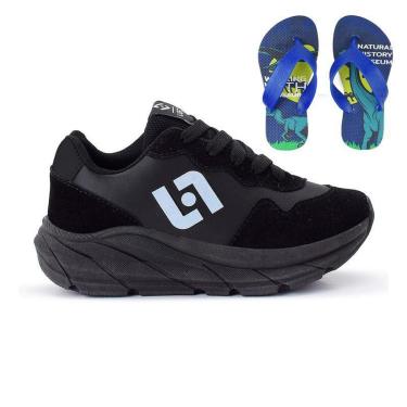 Imagem de Tênis Infantil Masculino Jogger Casual Camurça + Chinelo-Masculino