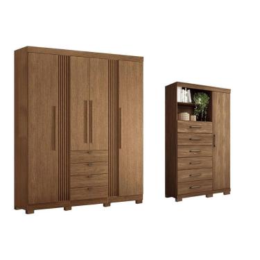 Imagem de Guarda Roupa +cômoda 2 Peças Qc293 Jatobá - Santos Andirá