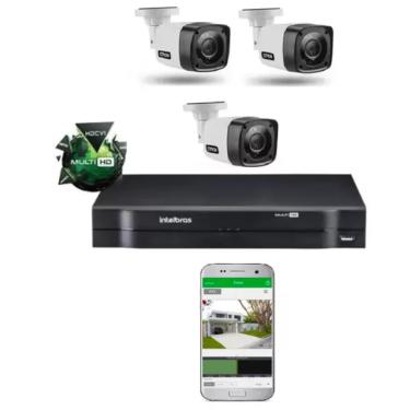 Imagem de Kit 3 Cameras Segurança 720p Full Hd Dvr Intelbras 4ch S/hd