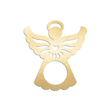 Imagem de Porta Guardanapo Anjinho Kit Com 4 Peças 7cmx8cm - Cria Arte Laser Dourado
