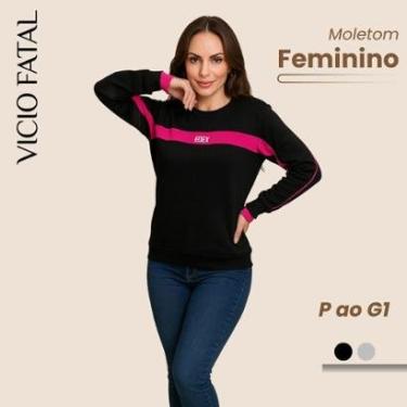 Imagem de Moletom Feminino Fechado Forro Flanelado Gola O Estampado Edex-Feminino