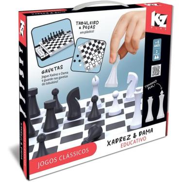Imagem de Jogo Xadrez + Dama Educativo Elka KZ - 1276