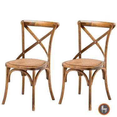 Imagem de Kit 2 Cadeiras Empilhavel Paris Katrina Cross Fratini Madeira Bétula N