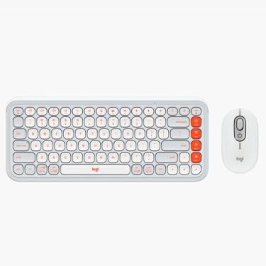 Imagem de Teclado e mouse sem fio pop icon branco logitech 920-013057