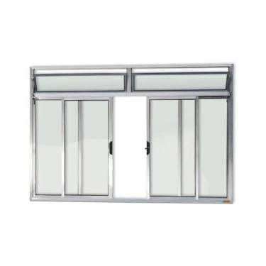 Imagem de Janela de Aluminio de Correr com Bandeira 100x120cm 4 Folhas com Vidro