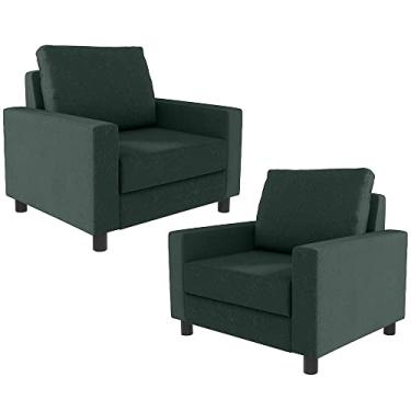 Imagem de Kit 02 Poltronas Decorativas Para Sala De Estar E Recepção Malta L02 Linho Verde Musgo - Lyam Decor