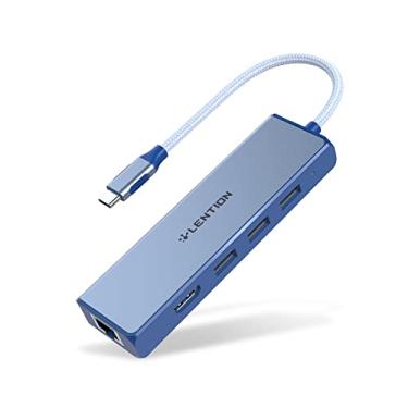 Imagem de LENTION USB C Hub com Adaptador Gigabit Ethernet, 4K HDMI, 3 USB 3.0 Dongle para 2023-2016 MacBook Pro 13/14/15/16, Novo Mac Air & Surface, Chromebook, Driver Estável Certificado (CB-C25, Azul)