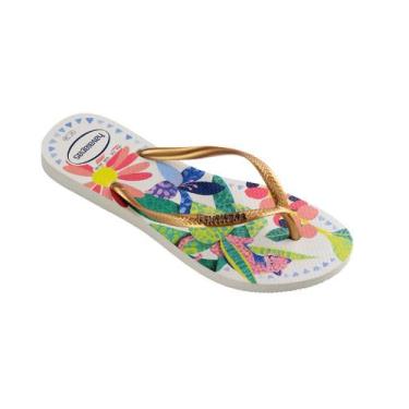 Imagem de Chinelo Feminino Tropical Branco/Dourado Havaianas