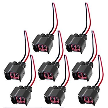 Imagem de Cabo conector de conector rabicho injetor de combustível EV6 compatível com Ford Mustang F150 F250 Crown Victoria (pacote com 8)