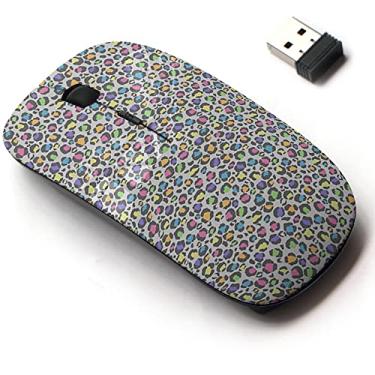 Imagem de Mouse sem fio 2.4G com design de padrão bonito para todos os laptops e desktops com nano receptor - design de estampa de leopardo