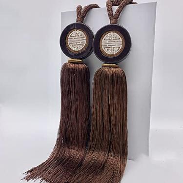 Imagem de Suportes de cortina estilo chinês cortina pendurada alça de bola alça decorativa clássica fivela de borla alça de armazenamento cordão quarto quarto sala de estar, T4, 2 PCS