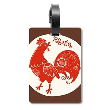 Imagem de Ano do galo animal China zodíaco vermelho mala etiqueta etiqueta bagagem cartão pendurado etiqueta, Multicolorido.