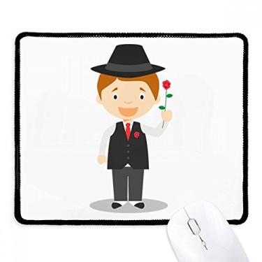 Imagem de Black Suit Argentina Mouse pad com bordas costuradas Tapete de borracha para jogos
