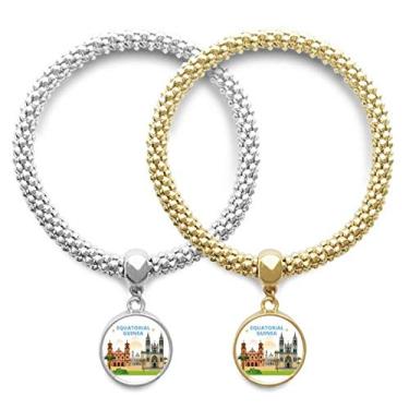 Imagem de DIYthinker Castelo Equatorial Guinea Lover Pulseira Pingente Joias Corrente Presente Casal
